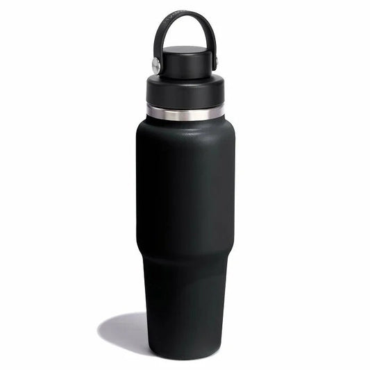 32 oz Wide Mouth Travel Bottle with Flex Straw Cap Black Color