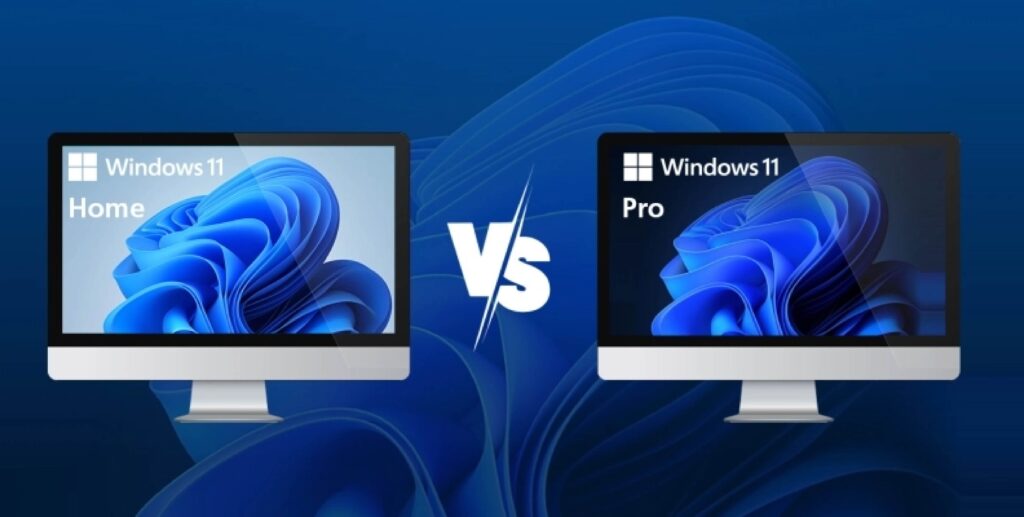 Windows 11 Pro vs Windows 10 Pro comparison on a desktop PC